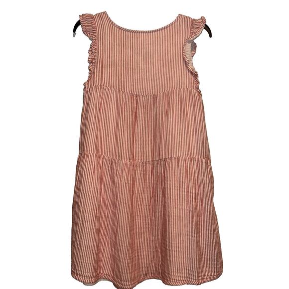 Savanna Jane Stripe Multicolor Embroidered Flutter Sleeve Dress Womans Small - Picture 2 of 3